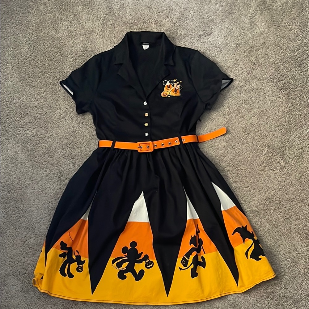 Black and Orange Dress with Disney Silhouettes